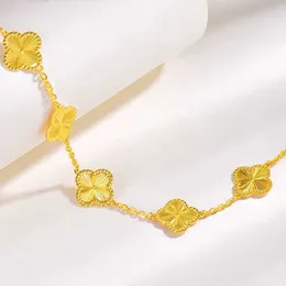 Designer Van cl-ap Simple and Elegant Five Flower Lucky Grass Laser Four Leaf 18k gold Bracelet Women's Light Luxury Fashion Versatile Network Red Tide Jewelry