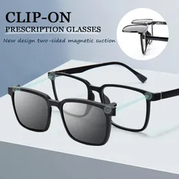 Vicky gradiente masculino flip up clip on men condução polarizada óculos de miopia óptica de grandes dimensões óculos magnéticos para mulher tj2191 240123