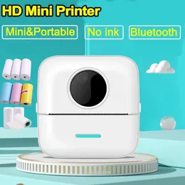 Portable Thermal Printer Mini Wireless Bt 200DPI PO Label Memo Fel Frågestryck med USB -kabel Imprimante Portable 240124