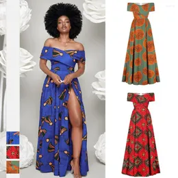 Этническая одежда, сексуальное платье-труба, женская африканская одежда, 2024, Дашики, модные платья с открытыми плечами, американские платья для женщин макси