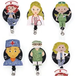 Keychains Lanyards Keychains 10st/Lot Scrubs Badge Reel Driveble för ID med alligator Drop Delivery Fashion Accessories DHHL1