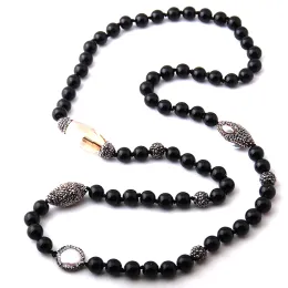 قلادة أزياء حجر الحجر الأسود Halsband Handsmake Black Crystal Necklace Stone Stone Necklace