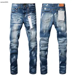 Jeans de grife para calças masculinas jeans roxos Mens marca Jean Distressed Ripped Biker Slim Fit Motorcycle Mans empilhados jeans com logotipo clássico 27 de janeiro