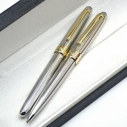 Luxo Msk-163 prata e ouro listra de metal caneta rollerball caneta esferográfica canetas tinteiro escrita material escolar de escritório com número de série IWL666858