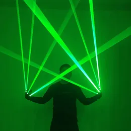 Зеленые лазерные перчатки 523 нм, большой луч лазера, танцевальная сценическая перчатка, очки, светодиодная вспышка, палец, ладонь, наряд, светодиодный костюм робота 240118