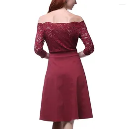 Party Dresses Feelycc Winter Lace Half Sleeve Sexy Evening Hepburn 50s Elegant Vintage Autumn Dress Plus Size For Women