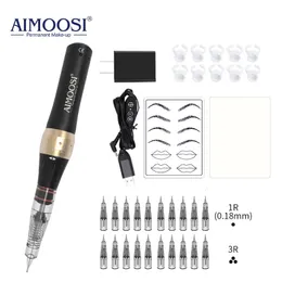 AIMOOSI M7 Tattoo Maszyna Zestaw Mikroblading Brwi PMU Gun Pen igła Stałe makijaż Makeup Profesjonalny zapasy dla początkujących 240123
