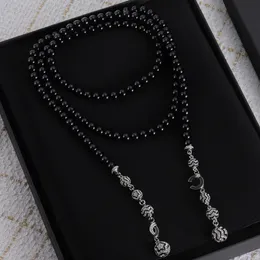 Top Fashion Necklace Luxury Black Chain Pearl Necklaces For Woman Letter Beaded Chain Necklace Designer Jewelry Wedding Gift