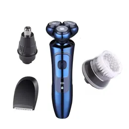 Profissional dos homens barbeadores elétricos navalha 3d aparador de barba rotativo facail cabeça barbeador para homens costeletas nariz trimmer adulto navalha 240124