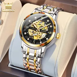 OLEVS Top Brand Orologi automatici da uomo Originale scheletro impermeabile in acciaio inossidabile elegante orologio da polso meccanico da uomo 9901 240123