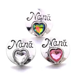 سحر COLORF Sier Color Snap Button Charms Flower Women Women Hehtsings Nana Heart Rhinestone 18mm Metal Snaps Barelet Diy Dhjcy