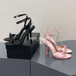 High-heel satin Cotton soft fabric Sandals fallow heels 8.5cm 10cm Fashion PeepToe women's luxury designers leather outsole Evening Banquet shoes