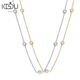 IOGOU 925 Sterling Silver Choker 2,5 mm/4mm D Färg Bezel Round 14K Gold Plated Necklace Women Certified Jewelry Gifts 240118