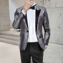 Sequin Personalized Male Singer Dress Performance Gold Suit Coat Host Nightclub DJ Clothing Studio Suit Male