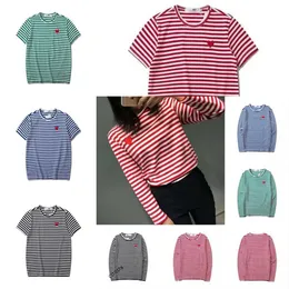 Male and Female Couple Long Sleeve T-shirt Designer Play commes des garcons Embroidered Sweater Pullover Love Black and White Stripes Loose Short Sleeve GF