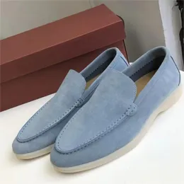 Designer shoe LORO with box men women shoes loafers flat low suede leather summer walk comfort loafer slip on loafer rubber flats loro piano shoe size eur 35-44