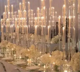4pcs akrilik kristal şamdan düğün centerpieces net mum tutucu düğün töreni etkinlik partisi dekorasyon zz