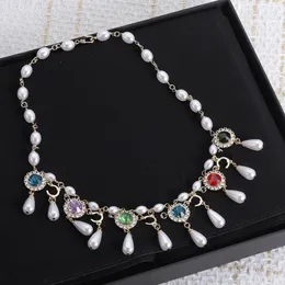 Nova moda diamante pérola colares pérola gargantilhas carta colares para mulher gargantilhas colar designer presente corrente jóias