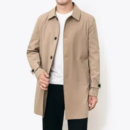 Primavera outono homens casaco longo blusão casual solto design cor sólida trench masculino moda estilo coreano jaquetas outerwear 240124