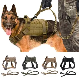 Harnesses Tactical Dog Harness Vest Military Service Dog Harness Leash Set Molle Pet Training Vest For Medium Large Dogs German Shepherd