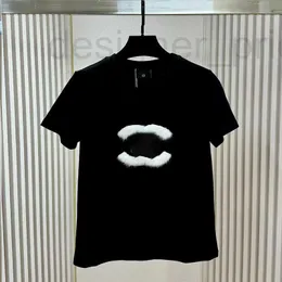 Erkek Tişörtleri Tasarımcı 2024 Bahar Festivali Yeni Tavşan Saç Çift C İşlemeli Yuvarlak Boyun Kısa Kollu T-Shirt GCQJ