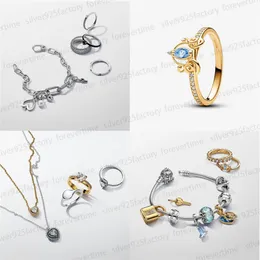 Vendas imperdíveis anéis de casamento de designer para mulheres 925 prata luxo corrente charme pulseira diy caber pandoras me preto chakra coração anel conjunto colar jóias presente com caixa