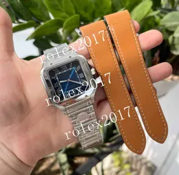 2024 MEN SUPER WATCH WATCH WATCH BVF Factory 40mm Automatic Movement Watches 904L Steel Blue Square Dial Sipphire Proof Lumen 2824 Wristbatch Brown Leather