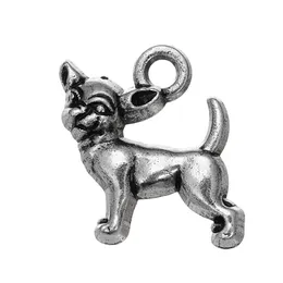 Encantos Moda Fácil de DIY 30 Pcs Chihuahua Cão Animal Metal Antigo Sier Cheio Único Lado Jóias Fazendo Fit For Drop Delivery F F Dhbve