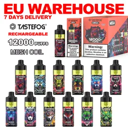 EU Warehouse Originale Tastefog Disposable Vape Pen Vaporizer Vaper Puff 800 3500 7000 9000 12000 15000 puff 12k Mesh Coil Vapes Kit Free Shipping Fast Delivery