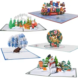 5 opakowań Mieszane projekty Boże Narodzenie 3D Karty pozdrowienia wyskakują świąteczny masa na zimowy rok wakacyjny prezent 240118