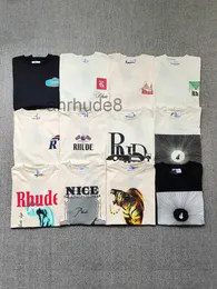 Дизайнерская футболка Rhude, футболки с короткими рукавами, уличная модная футболка для мужчин и женщин, летний стиль, слегка большего размера 2ZAO