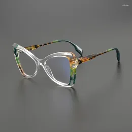 Zonnebrilmonturen Kleurrijk veelhoekig spektakel Damesmode Gepersonaliseerde handgemaakte acetaat optische leesbril voor heren