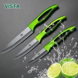 Set da cucina con coltello in ceramica di alta qualità 3 4 5 pollici Lama nera Manico verde Coltelli da cucina per frutta e verdura 240118