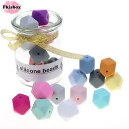 Fkisbox BPA бесплатно 14 мм 100 шт. силиконовые шестигранные бусины жевательные детские прорезыватели для прорезывания зубов ожерелье цепочка для соски DIY подарок для детского душа 240123