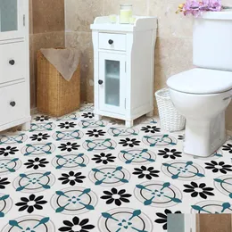 Wall Stickers 4Pcs Floor Papers Home Decor Color Tiles Porcelain Ceramic Decals 3D Pvc Wallpaper For Bathroom 240112 Drop Delivery Ga Dhme1