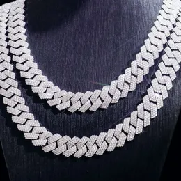 أزياء بالجملة الهيب هوب المجوهرات S925 Sterling Silver Rllchn Three Layer Moissanite Cuban Stain Necklace