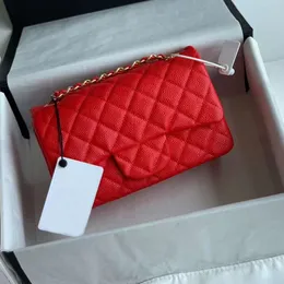 2024 NEW 10A عالية الجودة حقيبة كتف جلدية الكتف CAVIAR أو Lambskin Designer Bag 20 سم مع صندوق X017 مم