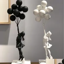 Objetos decorativos estatuetas 58cm Banksy cura scpture voando balões menina 230314 gota entrega casa jardim decoração acentos dh9se