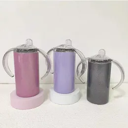 Wasserflaschen Kreative 12 Unzen DIY Glitter Sippy Flasche mit Griff Edelstahl Nippel Wasserdichte Milch Baby Tasse glänzend für geboren