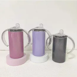 Bottiglie d'acqua Creative 12 once fai da te Glitter Sippy Bottle con manico in acciaio inossidabile capezzolo impermeabile tazza di latte per bambini brillante per Born