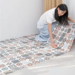 Wall Stickers Self Adhesive Mosaic Thicken Tile Floor Sticker Kitchen Bathroom Vinyl Wallpaper Waterproof Peel Stick Pvc Panel 22042 Dhswm