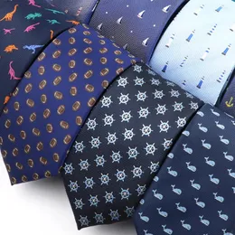 Bow Ties Lovely Polyester Necktie Blue Small Sailboats Pattern Tie For Men Wedding Party Daily Wear Shirt Suit Decoration Accessory Gift