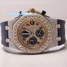 Chrono Bling Mechanical Belt Iced Out Mens Bezel Silver Tester Pass Big Face مقابل Custom with Box Moissanite Diamond Watch