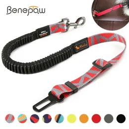 Belts Benepaw Premium Durable Dog Car Seat Belt Fashion Adjustable Heavy Duty Pet Dog Safety Belt Elastic For Vehicle Accessories