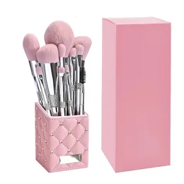 11 Pcsset Diamond Makeup Brushes Set Powder Foundation Blush Contour Eyeshadow Brow Lashes Cosmetic Brushes Beauty Tools 240124