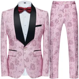 2023 Fashion Men Casual Boutique Business Wedding Officiera Groom Suit Two Pieces Dress Blazers Jacket Pants Byxor Set 240125