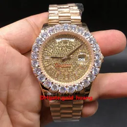 Lunetta con artiglio di lusso con grandi diamanti orologio automatico da uomo in acciaio inossidabile di alta qualità Conchiglia in oro rosa Set di diamanti da uomo watc327Q