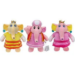 28CM Lovely Elephant Princess Plush Toy Cute Cartoon Peach Daisy Plush Doll Stuffed Animal Pink Elephant Girl Dolls Kids Playmate Home Decor Plushie Kid Toy Gifts