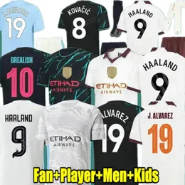 23 24 Haaland Soccer Jerseys Man City Football Shird De Bruyne Rodrigo Grealish Foden 2023 2024 Mans Cities Bernardo Ruben Doku Alvarez Fans Player Men Kid Kitセット