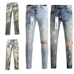 Modische lila Designer-Jeans von Ksubi für Herren, zerrissen, gerades Bein, normale Hip-Hop-Waschung, mittlere Taille, Do Old Vintage, gestapelt, zerrissen, minimalistisch